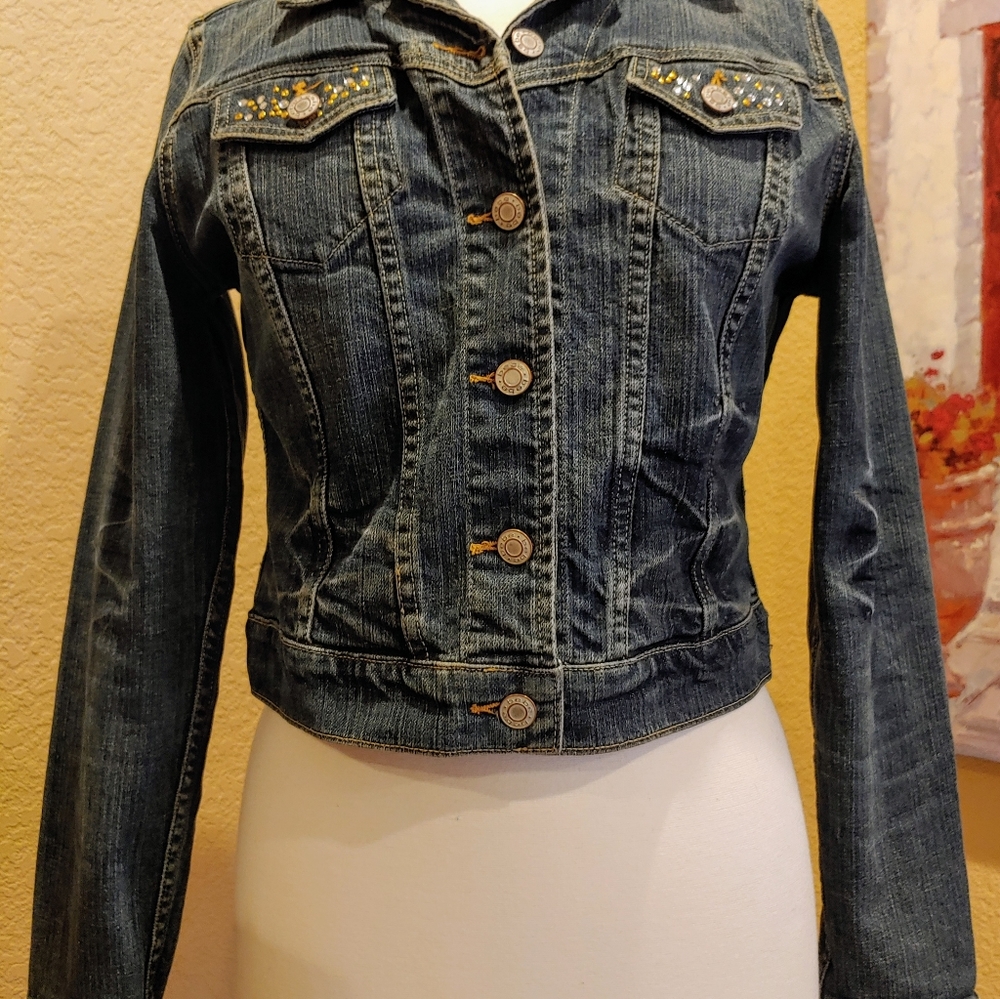 Authentic Bebe Rhinstone Jean Jacket - image 2